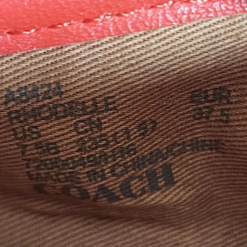 Coach Shoes Womens Size 7.5 Red Leather Espadrille Flats Logo Casual